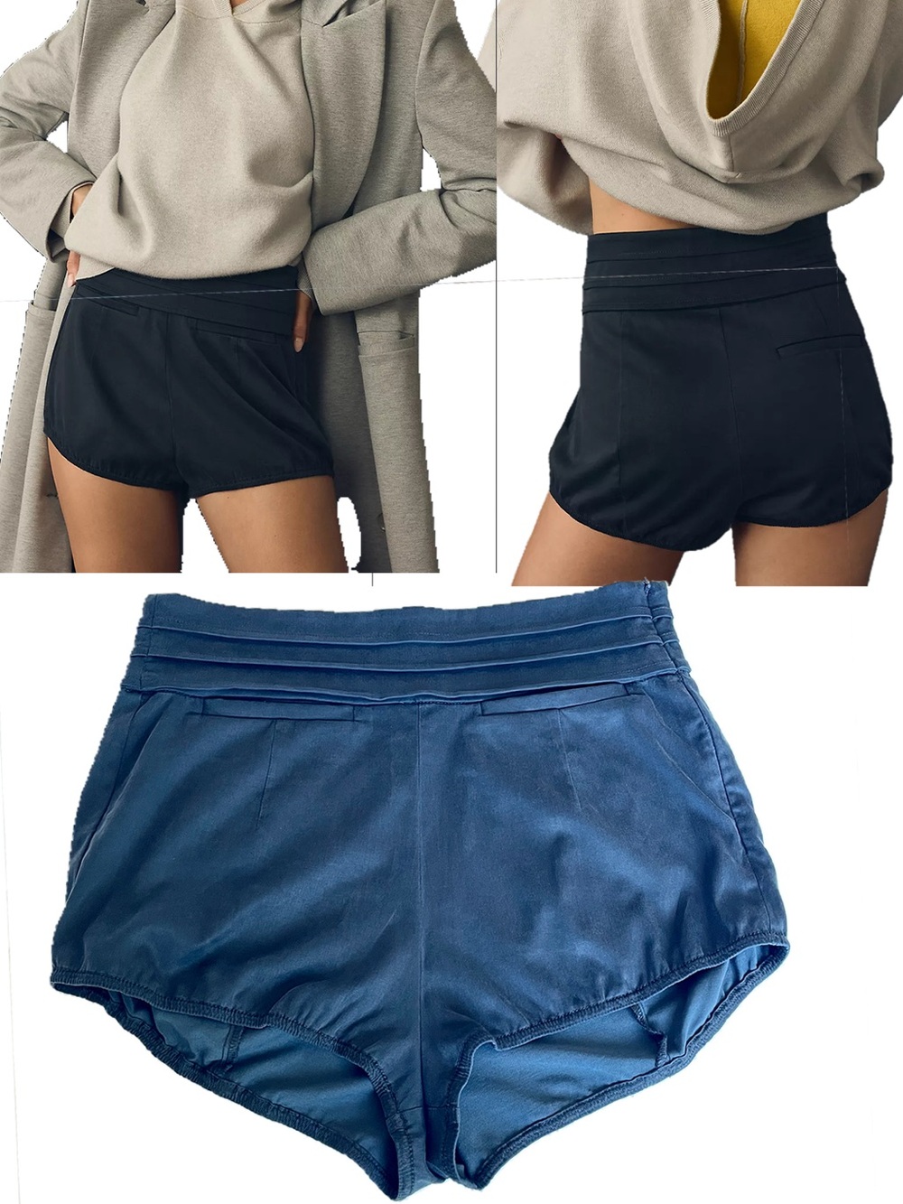 NEW Pilcro Tux Shorts by Anthropologie Midnight Black High-Rise Lyocell W 31 NWT